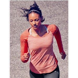Athleta Running Wild Mix Crew Fire Red Heather Long Sleeve Pullover Shirt | M